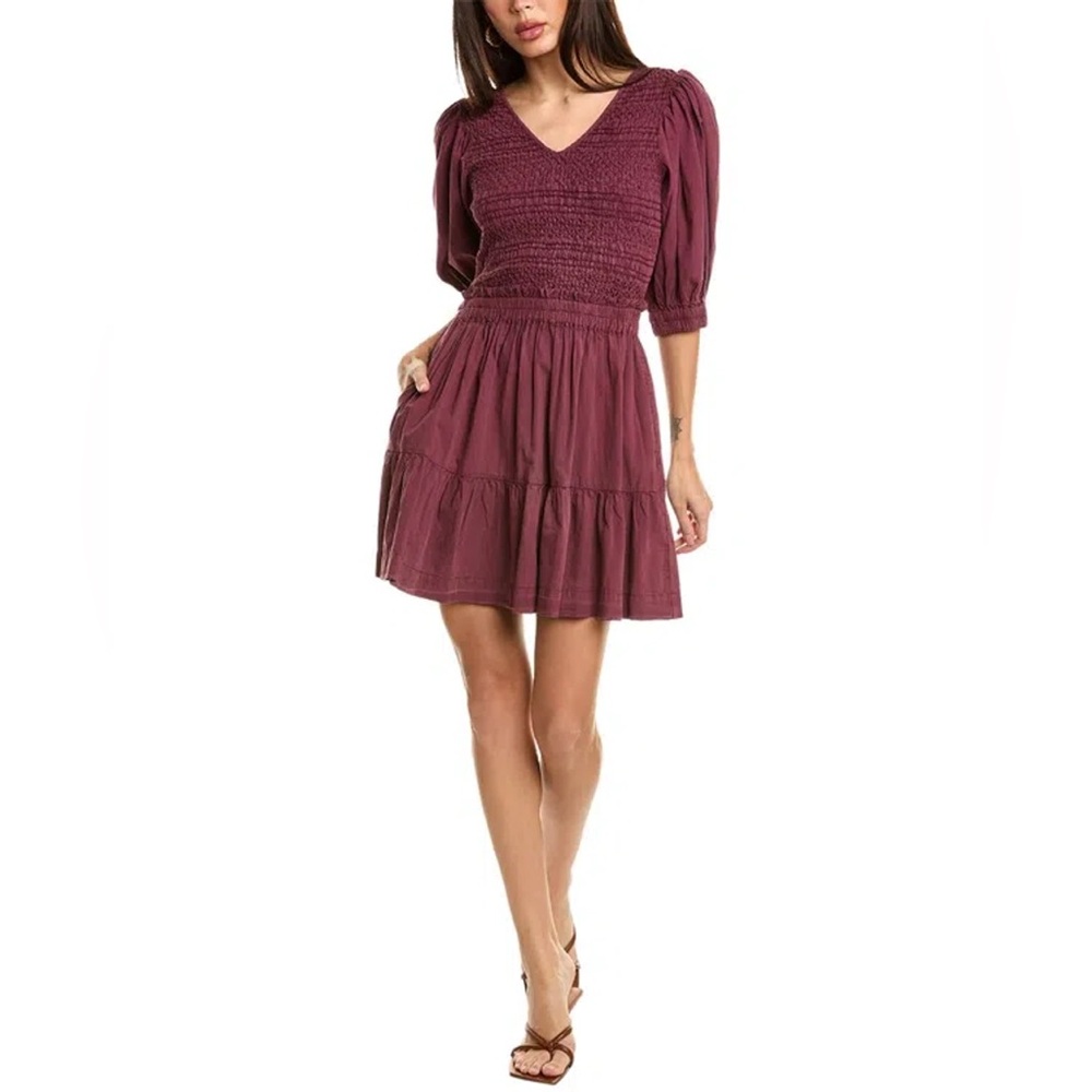 Sea New York Simona Puff Sleeve Smocked Mini Dress